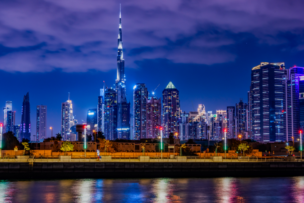 Dubai skyline at night